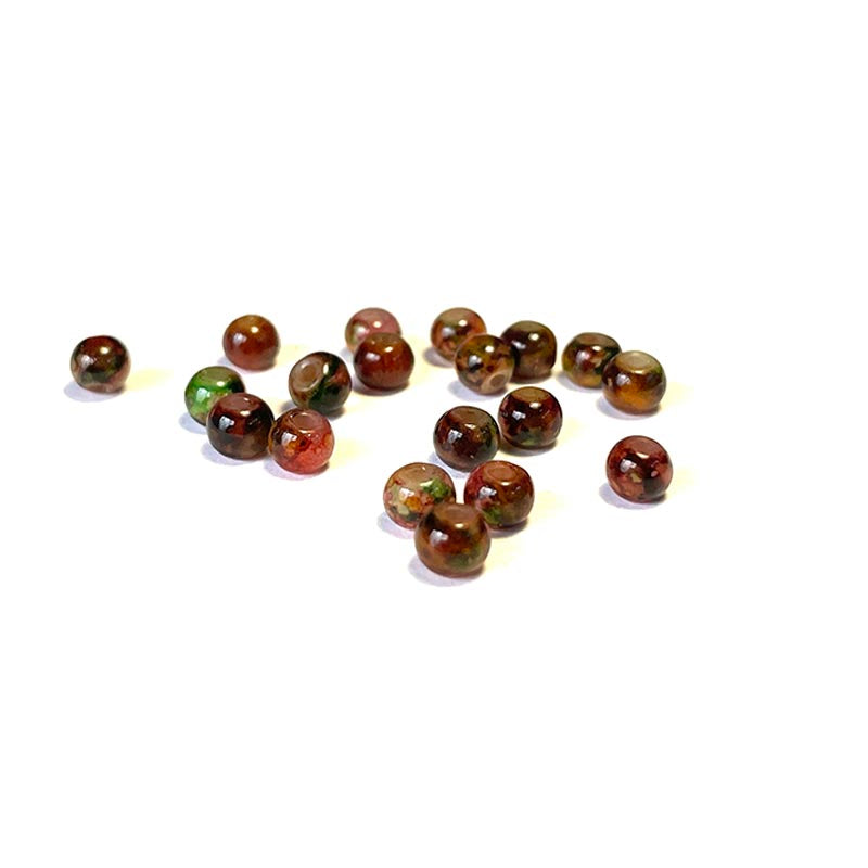 Round Coated Patterns Opaque Glass Beads 4-10mm