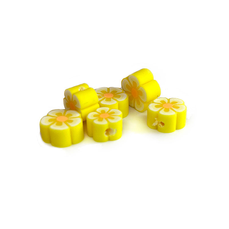 10mm Multicolored Flower Polymer Clay Beads