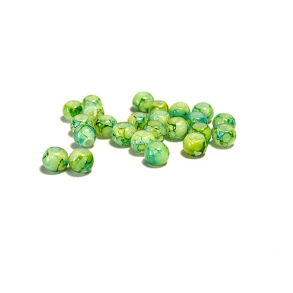 Round Coated Patterns Opaque Glass Beads 4-10mm