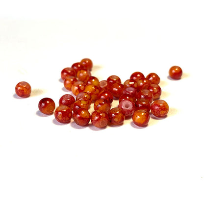 Round Coated Patterns Opaque Glass Beads 4-10mm