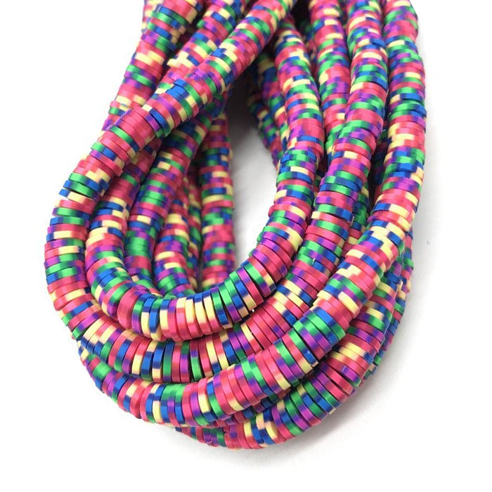 6mm Heishi Mixed Polymer Clay & African Vinyl Disc Beads