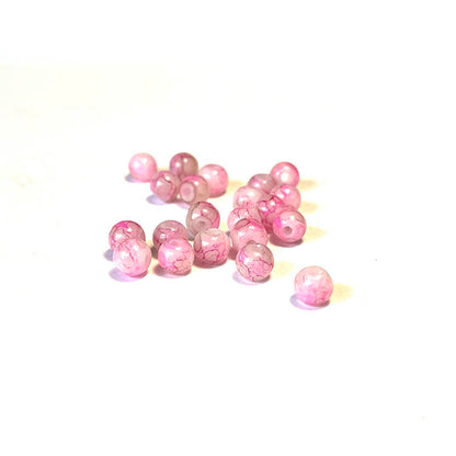 Round Coated Patterns Opaque Glass Beads 4-10mm