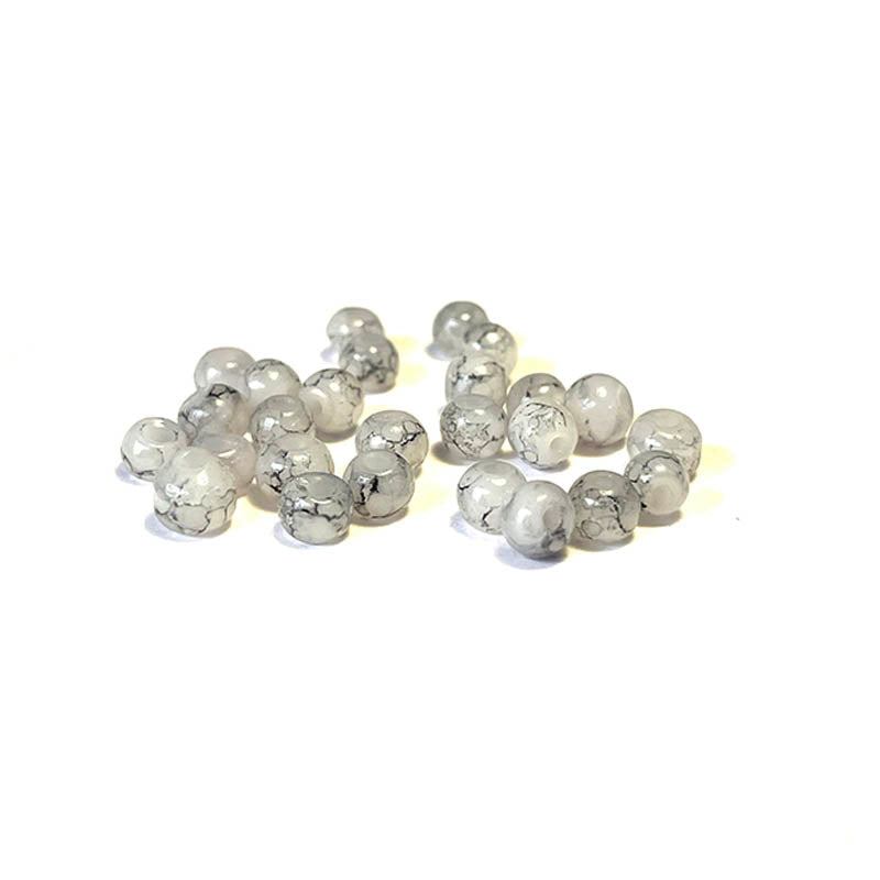 Round Coated Patterns Opaque Glass Beads 4-10mm