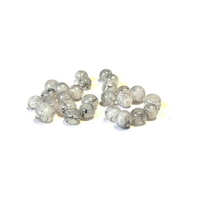 Round Coated Patterns Opaque Glass Beads 4-10mm
