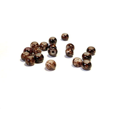 Round Coated Patterns Opaque Glass Beads 4-10mm