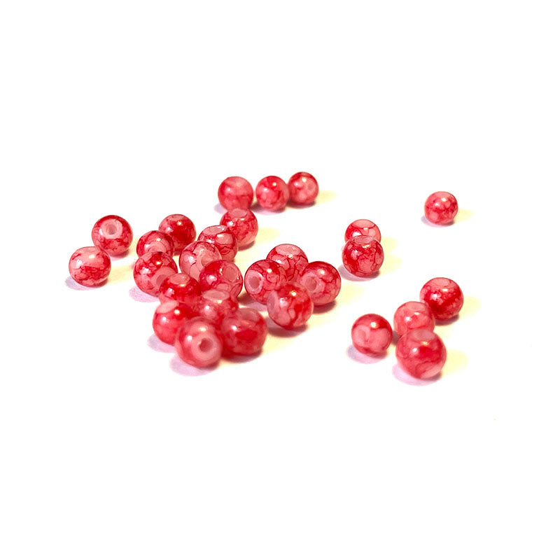 Round Coated Patterns Opaque Glass Beads 4-10mm