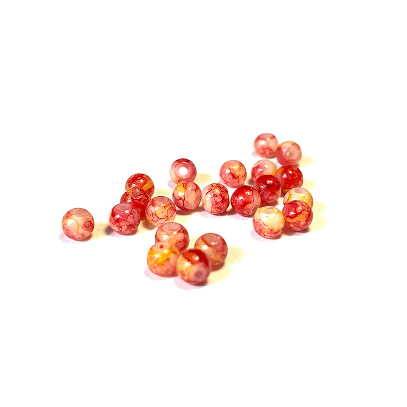 Round Coated Patterns Opaque Glass Beads 4-10mm