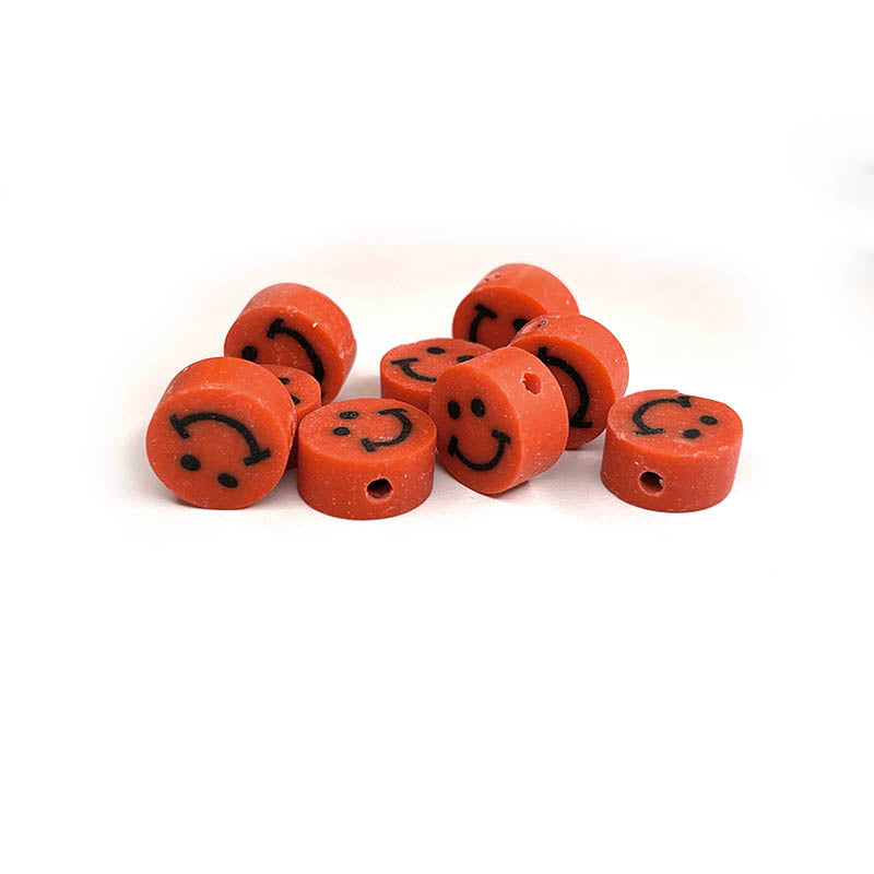 10mm Smile Face Round Polymer Clay Beads