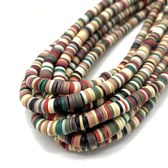 6mm Heishi Mixed Polymer Clay & African Vinyl Disc Beads