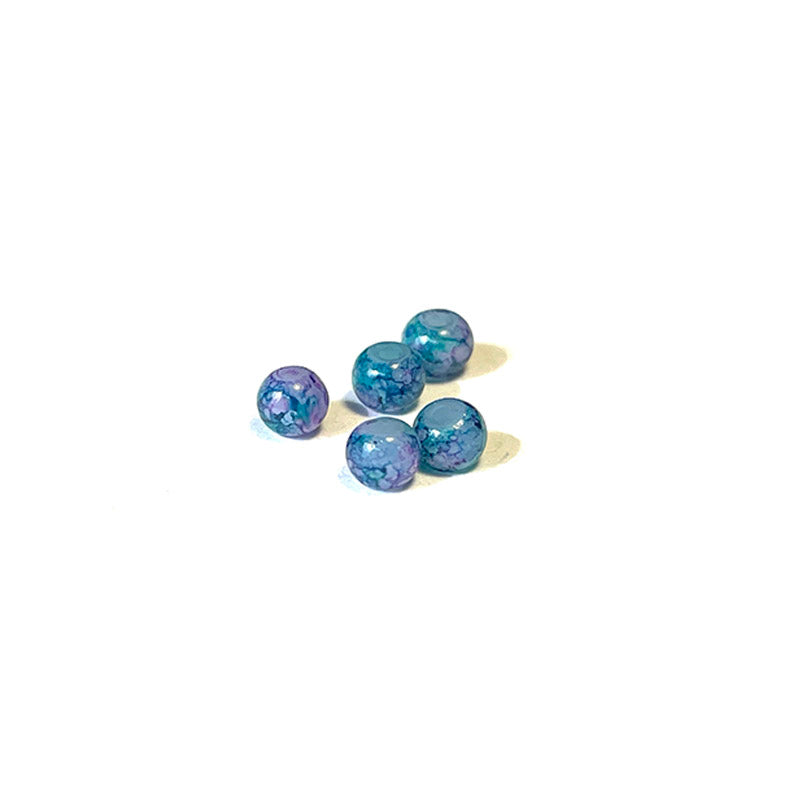 Round Coated Patterns Opaque Glass Beads 4-10mm