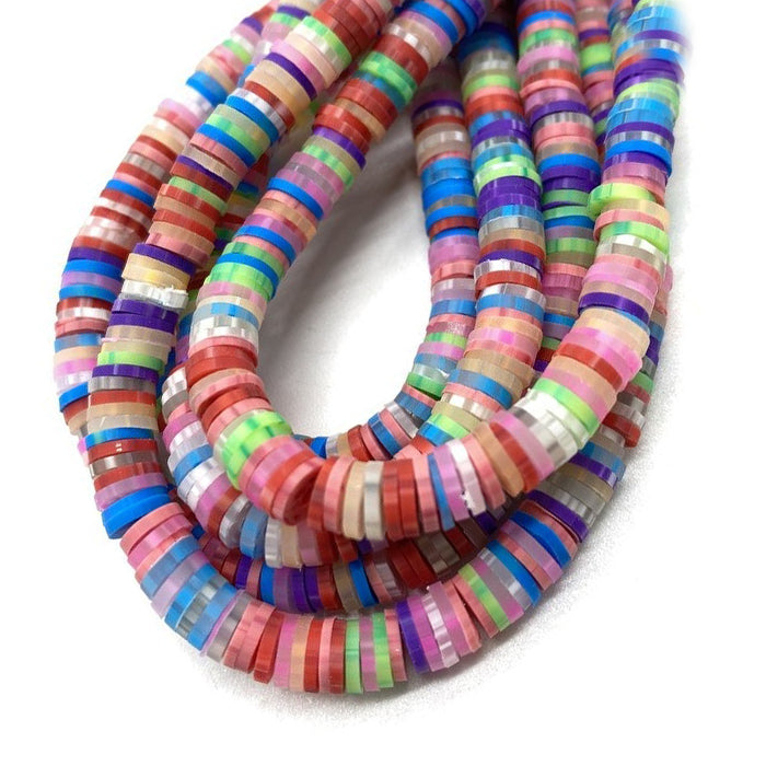6mm Heishi Mixed Polymer Clay & African Vinyl Disc Beads