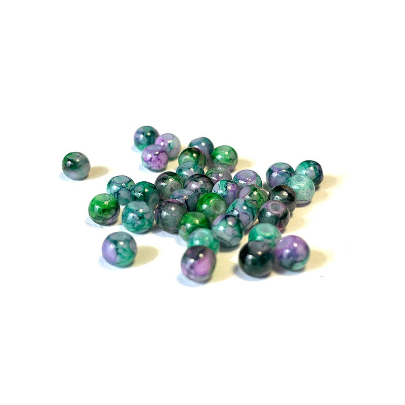 Round Coated Patterns Opaque Glass Beads 4-10mm