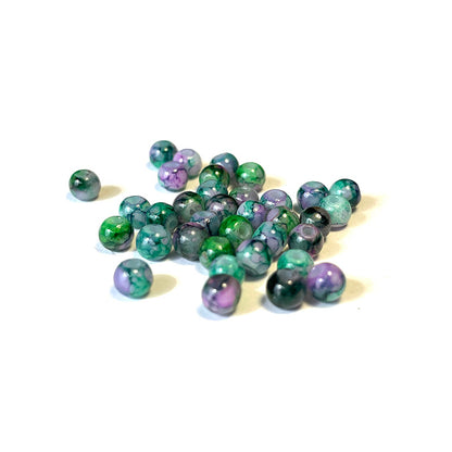 Round Coated Patterns Opaque Glass Beads 4-10mm