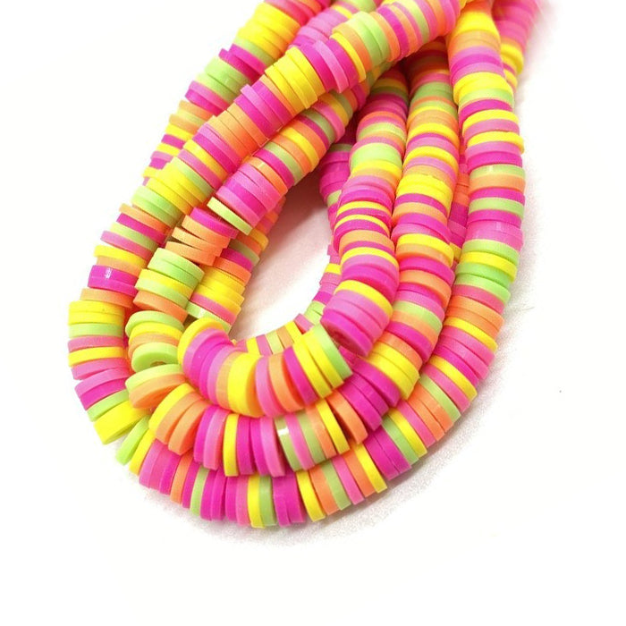 6mm Heishi Mixed Polymer Clay & African Vinyl Disc Beads