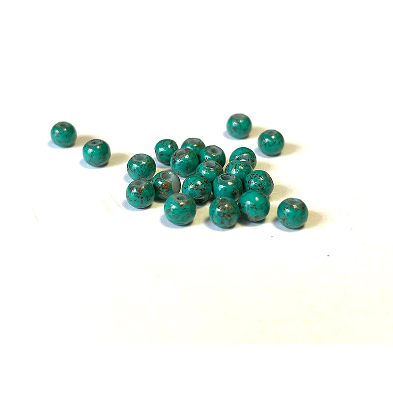 Round Coated Patterns Opaque Glass Beads 4-10mm