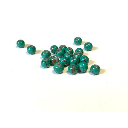 Round Coated Patterns Opaque Glass Beads 4-10mm