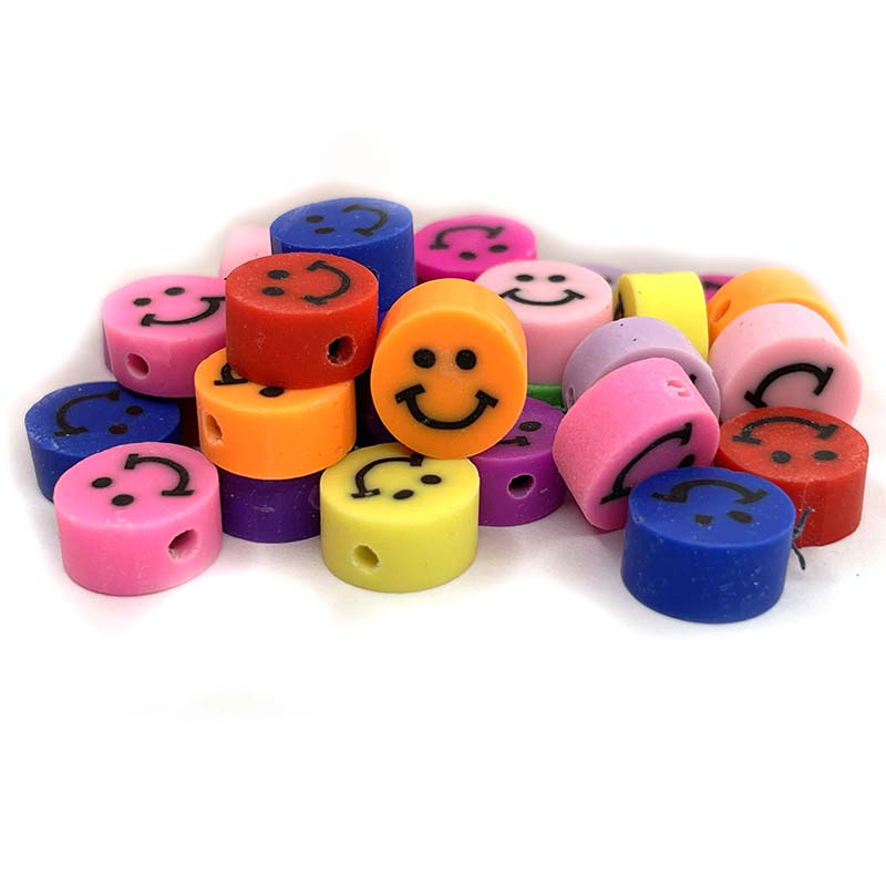10mm Smile Face Round Polymer Clay Beads