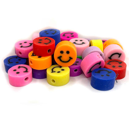 10mm Smile Face Round Polymer Clay Beads