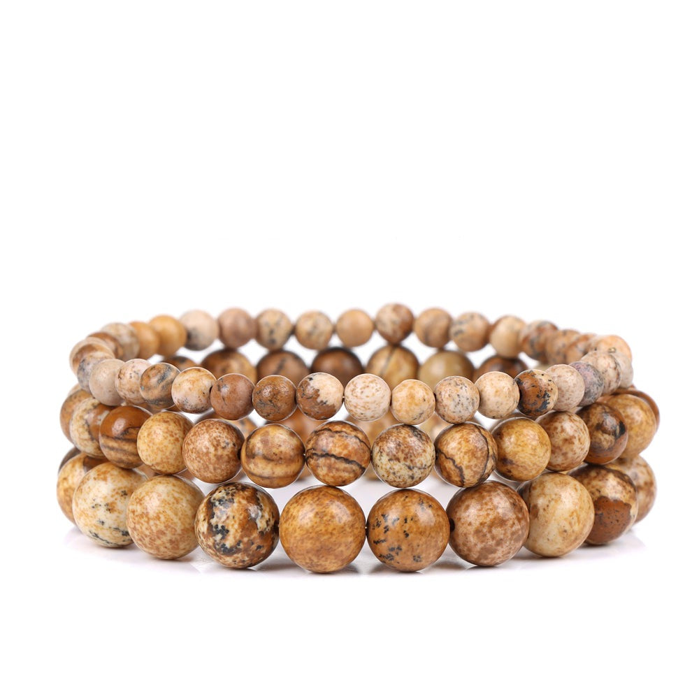 Picture jasper gemstone stretch bracelet, 4-12mm