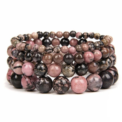 Black Red Rhodonite Gemstone Bracelet