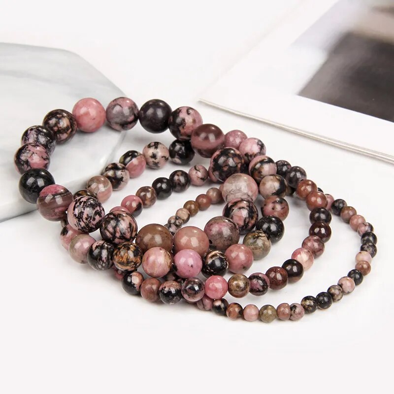 Black Red Rhodonite Gemstone Bracelet