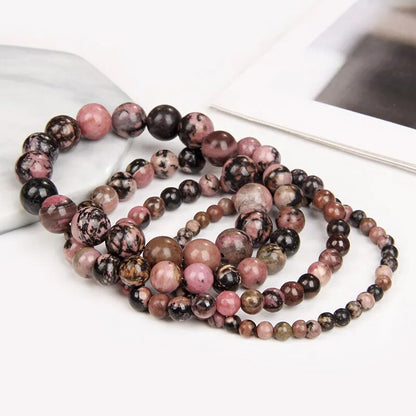 Black Red Rhodonite Gemstone Bracelet