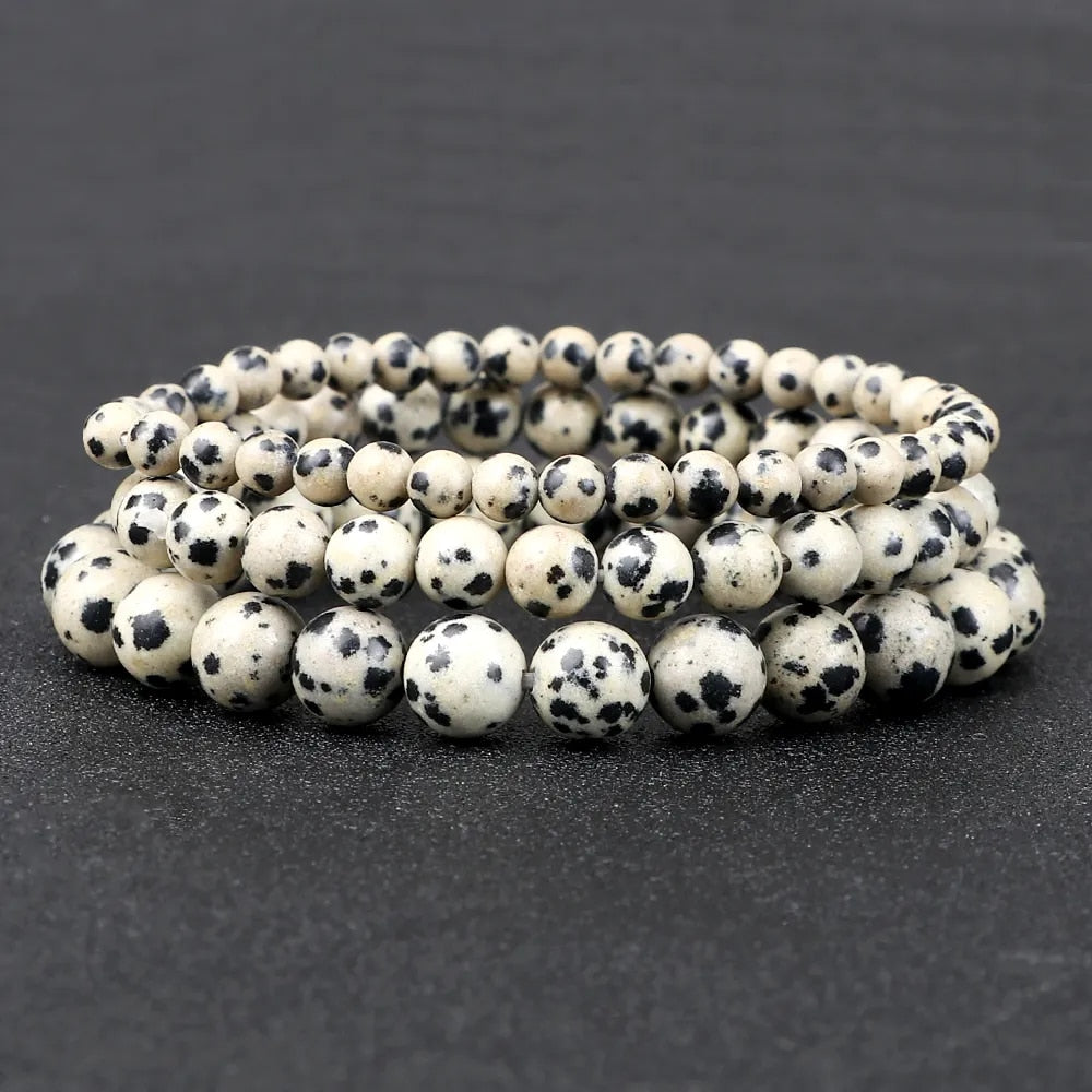 Dalmatian Spot Jasper Gemstone Bracelet, 4-12mm
