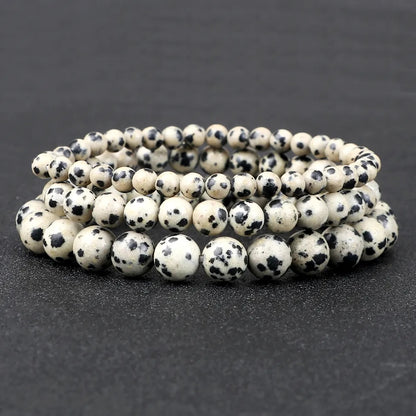 Dalmatian Spot Jasper Gemstone Bracelet, 4-12mm