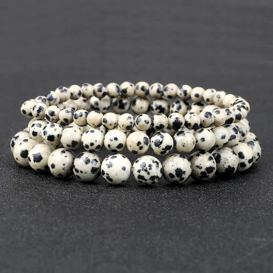 Dalmatian Spot Jasper Gemstone Bracelet, 4-12mm