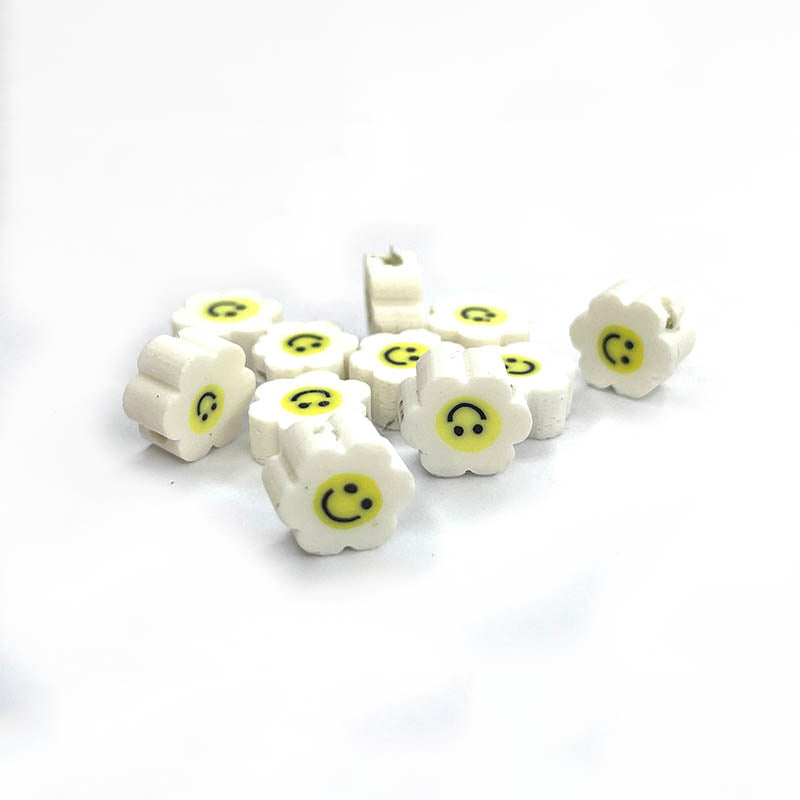 10mm Sunflower Smile with Color Polymer Clay Beads