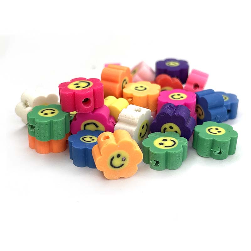 10mm Sunflower Smile with Color Polymer Clay Beads