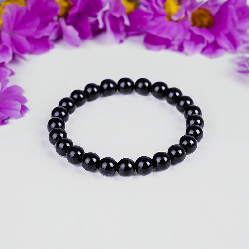 Black Obsidian Gemstone Stretch Bracelet, 4-12mm