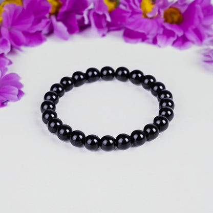 Black Obsidian Gemstone Stretch Bracelet, 4-12mm