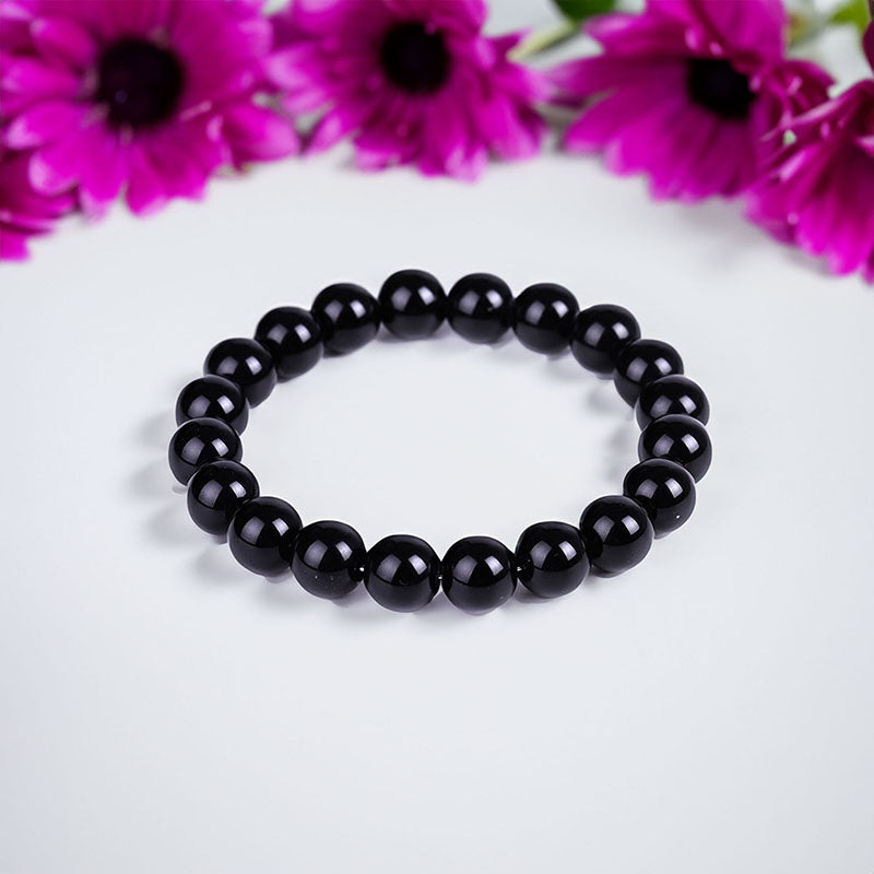 Black Obsidian Gemstone Stretch Bracelet, 4-12mm