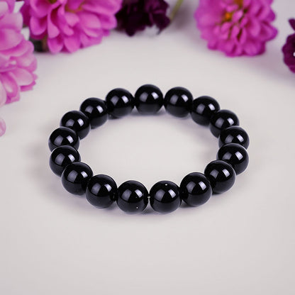 Black Obsidian Gemstone Stretch Bracelet, 4-12mm