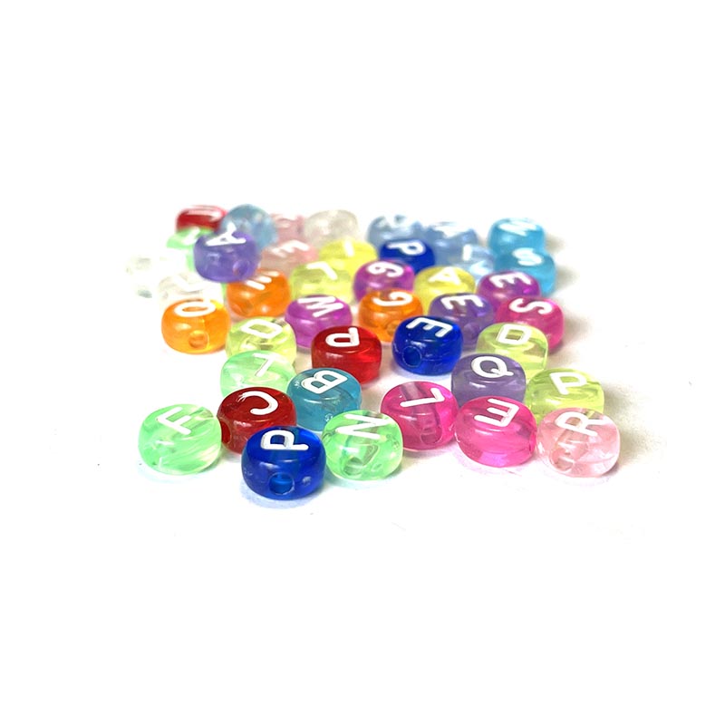7mm Clear Acrylic Alphabet Beads, Colorful, 100pcs