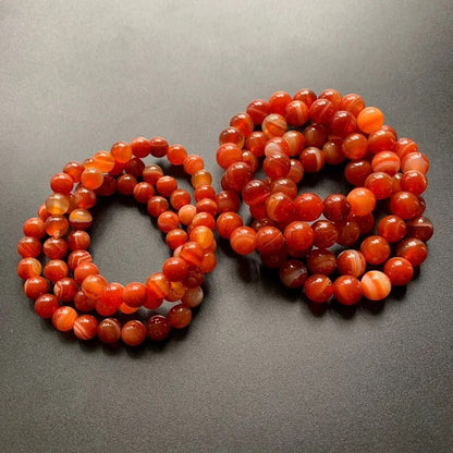 Carnelian agate gemstone stretch bracelet, 4-12mm