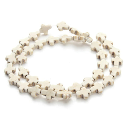 Perles croisées en howlite blanche, 12x16 mm