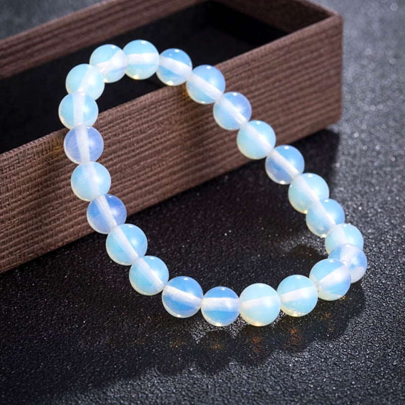 White opalite gemstone stretch bracelet, 4-12mm