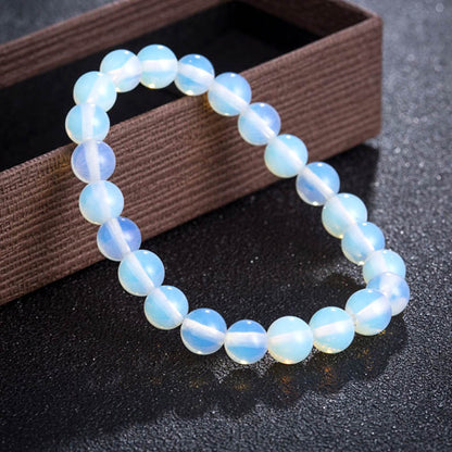 White opalite gemstone stretch bracelet, 4-12mm