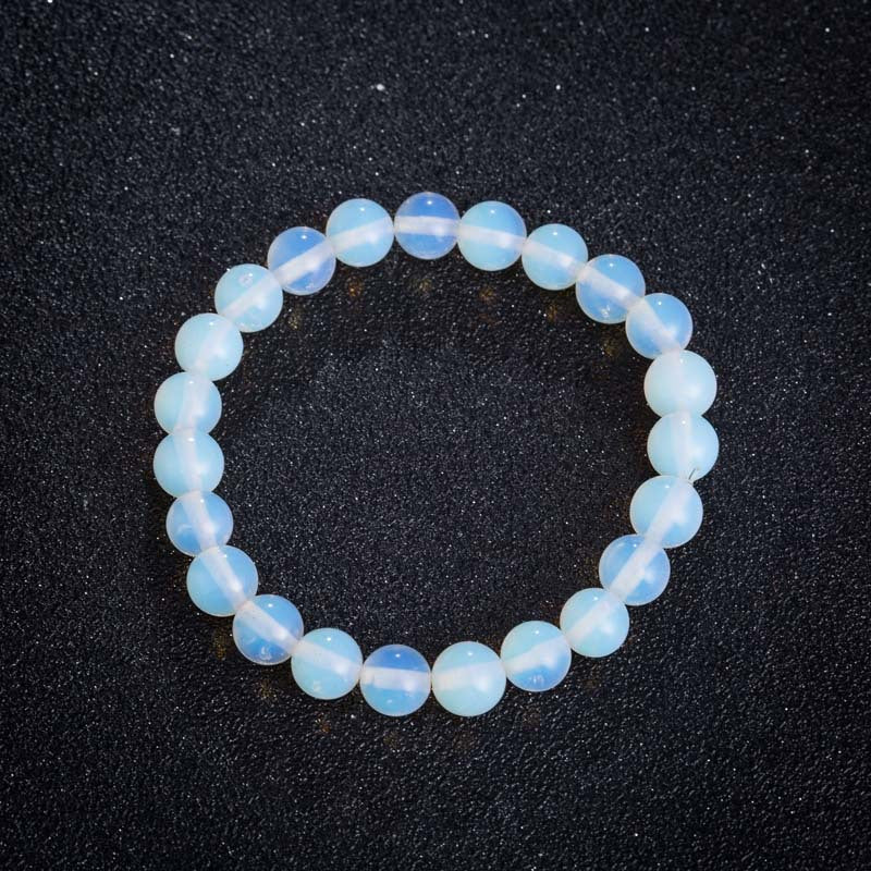 White opalite gemstone stretch bracelet, 4-12mm
