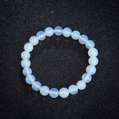 White opalite gemstone stretch bracelet, 4-12mm
