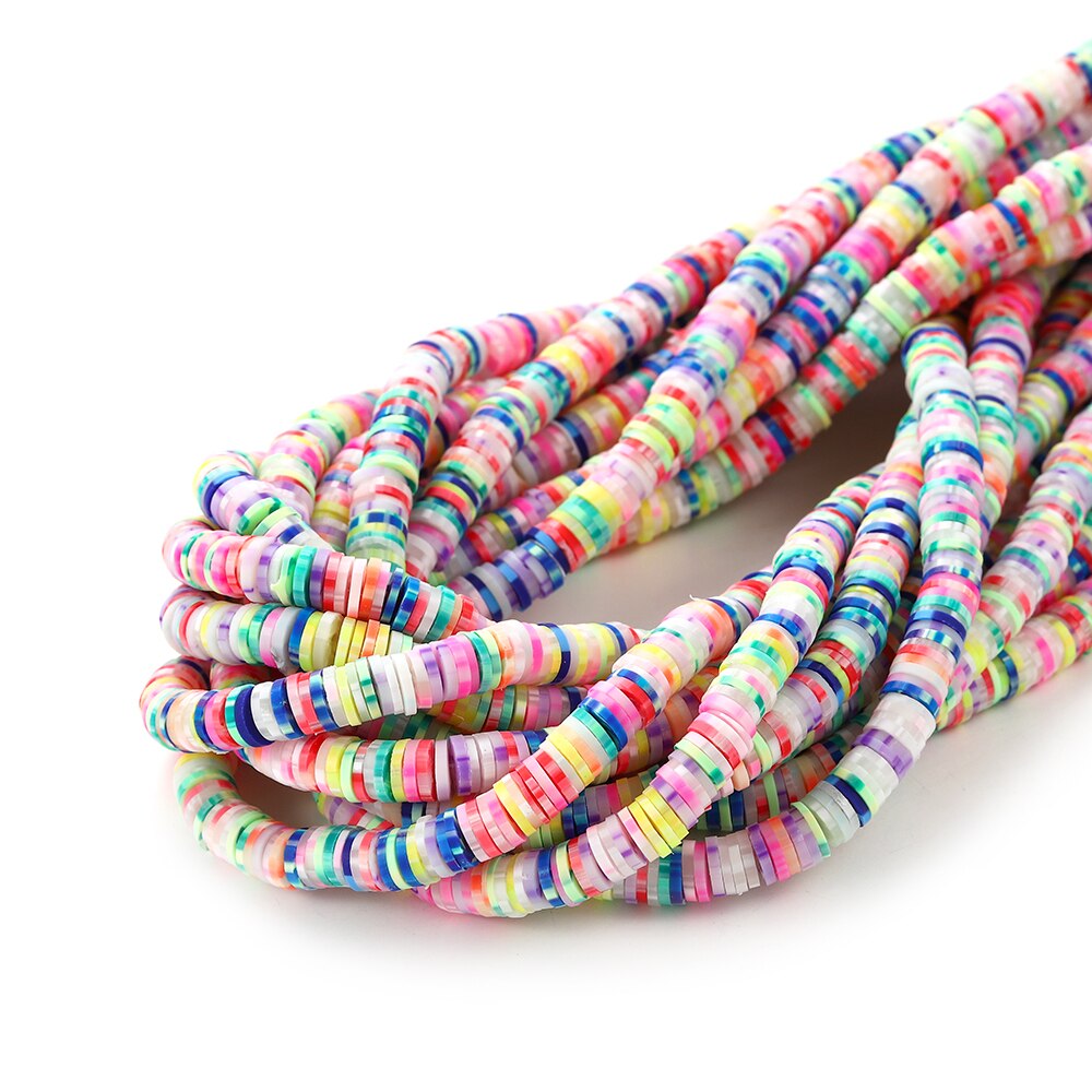 4-5mm Flat Round Polymer Clay Beads Mix