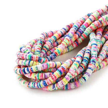 4-5mm Flat Round Polymer Clay Beads Mix