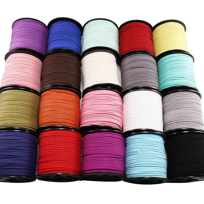 2.5 mm Flat Faux Suede Braided Cord Korean Velvet Leather, 10m lot