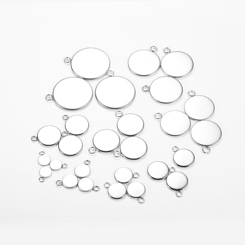 20pcs 6-25mm Stainless Steel Cabochon Base Tray