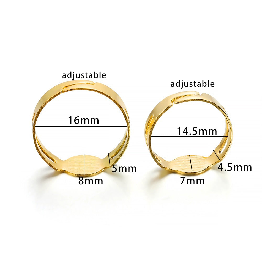 40pcs 7, 8mm Gold Plated Adjustable Rings