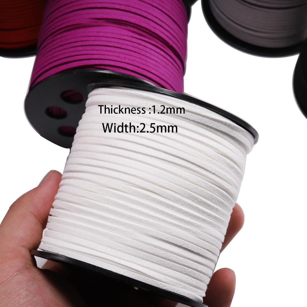2.5 mm Flat Faux Suede Braided Cord Korean Velvet Leather, 10m lot