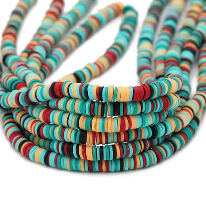 6mm Mixed Color Flat Round Polymer Clay Beads