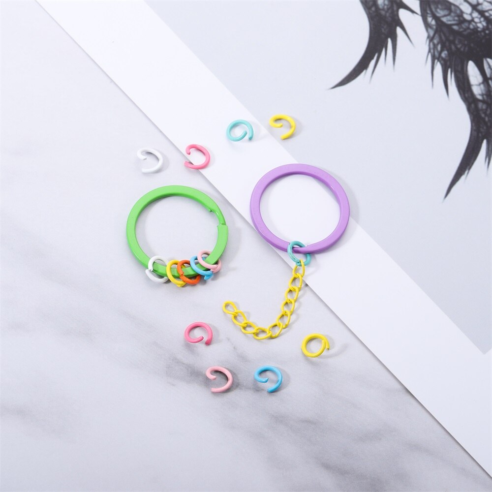 1.2x8mm Colorful Metal Jump Rings, 100pcs